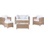 Beliani - salon de jardin canaps et fauteuils 4 places en polyrotin beige milano