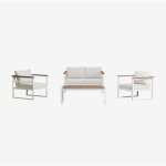 Sklum - ensemble de jardin compos� d'un canap� 2 places, de 2 fauteuils et d'une table basse en aluminium ...