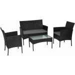 Happy garden - salon de jardin cordoue en rsine tresse noire 4 places - coussins gris