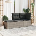 Vidaxl - salon de jardin avec coussins 3 pcs gris clair rsine tresse