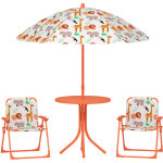 Salon de jardin enfant - aiyaplay - table enfant avec 2 chaises pliantes, parasol �100cm - motif animal ...