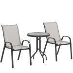 Salon de jardin ext�rieur - outsunny - 3 pi�ces - 2 fauteuils empilables et table basse avec dessus en ...