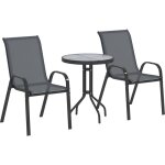 Salon de jardin ext�rieur - outsunny - 3 pi�ces - 2 fauteuils empilables et table basse avec dessus en ...