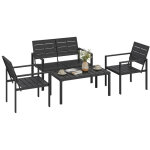 Salon de jardin ext�rieur - outsunny - 4 pi�ces - avec canap� 2 places, 2 chaises et table basse - pour ...