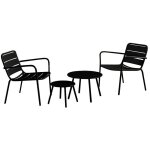Salon de jardin en m�tal - 2 fauteuils bas empilables et tables gigognes - noir - mirmande de mylia