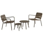 Salon de jardin en m�tal - 2 fauteuils bas empilables et tables gigognes - taupe - mirmande de mylia