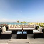 Concept - usine - nacula - salon de jardin modulable 6 places en r�sine tress�e - noir