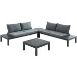 Salon de jardin modulable en aluminium : 1 canapé d'angle + 1 table basse - anthracite - risili de mylia ... Salon de jardin modulable en aluminium : 1 canapé d'angle + 1 table basse - anthracite - risili de mylia ...