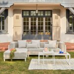 Salon de jardin modulable aluminium 4 places - oriva blanc / gris clair