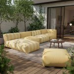 Salon de jardin modulable ray� 5 places jaune clair - mixi
