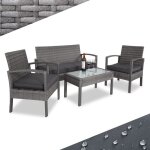 Salon de jardin en polyrotin 4 personnes 2 chaises 1 banc meubles d'extrieur jardin terrasse balcon ...