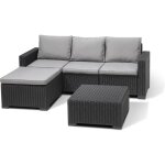 Allibert - salon de jardin california canap 3 places + pouf + table basse - anthracite - keter