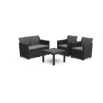 Salon de jardin en résine imitation rotin tressé - noir - avec table basse keter 4 personnes - marie Salon de jardin en résine imitation rotin tressé - noir - avec table basse keter 4 personnes - marie