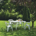 Imagin - salon de jardin en rsine ? table ovale et 4 fauteuils blanc 137x85x72 cm