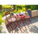 Salon de jardin rond en métal greensboro Ø 60 cm groseille avec 2 chaises - hespéride Salon de jardin rond en métal greensboro Ø 60 cm groseille avec 2 chaises - hespéride