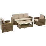 Salon de jardin selenim 5 places beige - hesp�ride