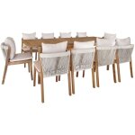 Now's home - salon de jardin table et 10 chaises en acacia, fidji