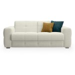 Samina - canap� 3 places convertible rapido en tissu bouclette beige matelas memory 14 cm