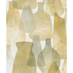 Sanders&sanders - papier peint poterie jaune ocre et vert olive gris�