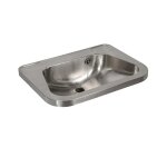 Sanela - lavabos en inox - lavabo avec trop - plein 560x420 mm, sans trou pour robinetterie, inox slun ...