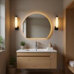 Saniclass aura miroir de salle de bains - 100x85cm - demi - circulaire - horizontal / vertical - �clairage ...