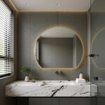 Saniclass aura miroir de salle de bains - 120x102cm - demi - circulaire - horizontal / vertical - �clairage ...