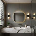 Saniclass aura miroir de salle de bains - 80x68. 3cm - demi - rond - horizontal / vertical - �clairage ...