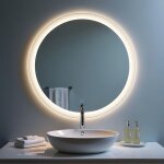 Saniland miroir rond led pour salle de bain - �clairage int�gr�, anti - bu�e et contr�le tactile - 90x90 ...