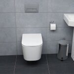 Saniland - wc suspendu sans bride en cramique blanche - forme carre avec abattant  fermeture amortie ...