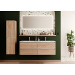 Sanitaire - meuble double vasque jupiter 3. 0 bois clair 140cm avec miroir reflet Sanitaire - meuble double vasque jupiter 3. 0 bois clair 140cm avec miroir reflet
