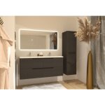 Meuble double vasque luna tiss gris 120cm avec miroir reflet