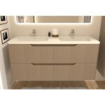 Meuble double vasque luna tiss lin 120 cm - sans miroir