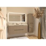 Sanitaire - meuble double vasque luna tiss lin 120cm avec miroir reflet