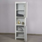Saniteck - colonne en teck blanchi pour salle de bain armoire de rangement blanche  poser