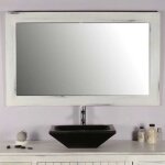 Saniteck - ensemble meuble vasque et miroir salle de bain en bois teck blanc naturel 140 cm taille - ...