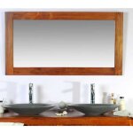 Saniteck - ensemble meuble vasque et miroir salle de bain en bois teck naturel 140 cm taille - meuble ...