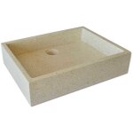 Saniteck - vasque � poser timbre cr�me mouchet� carr�e en terrazzo pour salle de bain