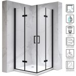 Saniverre - at�a - black cabine de douche h 180 cm, 100 x 100 cm, 2 portes pliantes et pivotantes, verre ...