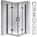 Saniverre - ata - black cabine de douche h 180 cm, 80 x 80 cm, 2 portes pliantes et pivotantes, verre ...