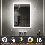 Saniverre - boleo miroir led lumineux fonctions tactiles + antibu�e dimensions - 50 x 70 cm