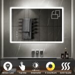 Saniverre - boleo miroir led lumineux fonctions tactiles + antibu�e dimensions - 80 x 120 cm