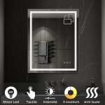 Saniverre - cimeo miroir lumineux led frontale tactile + antibu�e dimensions - 80 x 100 cm