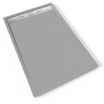 Hiemal inox receveur de douche 90 x 140 cm r�sine gris aspect ardoise + bonde inox incluse - salle de ...