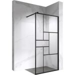Saniverre - inea paroi de douche  l'italienne noire 90 x 200 cm style atelier, verre srigraphi 8mm ...