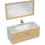 Saniverre - rubite meuble salle de bain simple vasque 1 tiroir chêne clair largeur 100 cm + miroir cadre ... Saniverre - rubite meuble salle de bain simple vasque 1 tiroir chêne clair largeur 100 cm + miroir cadre ...
