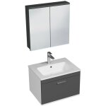 Saniverre - rubite meuble salle de bain simple vasque 1 tiroir gris anthracite largeur 60 cm + miroir ...