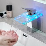 Saniverre - soleo robinet mitigeur design bec cascade  led lumineuses chrome brillant