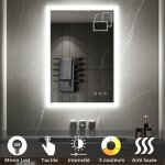 Saniverre - temeo miroir led lumineux fonctions tactiles + antibu�e dimensions - 60 x 80 cm