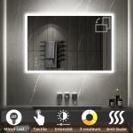 Saniverre - temeo miroir led lumineux fonctions tactiles + antibue dimensions - 80 x 120 cm