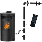 Sannover - pole  granuls tanche flavia 15 kw noir + kit d'installation complet